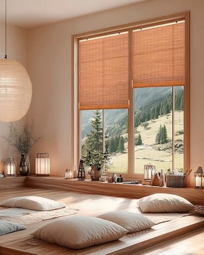 24" W x 72" H Cordless Bamboo Roman Shades for Interior, Brown - Image 7
