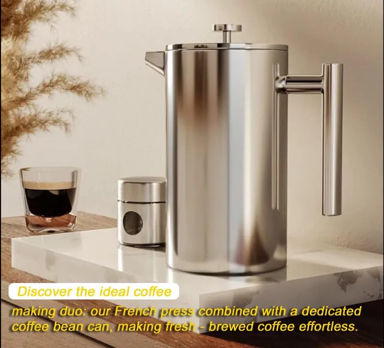 QNA French Press Coffee Maker Set, 20oz 304 Stainless Steel - Image 6
