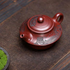 Tea Kettle Home Traditional Clay Carved Lettering Purple Sand Pot Office Teapot Ceramic Tea Infuser - Image 6