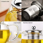 Teapot Clear Borosilicate Glass Teapot with Removable 304 Stainless Steel Filter Loose Leaf Teapot Kettle Tea Maker (Size : 650ML) - Image 3