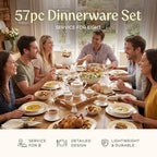 Joseph Sedgh Collection Golden Greek Key Bone China Dinnerware Set, 57-Piece - Image 2