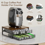 Coffee Pod Holder For Counter, 3 Pull-Out 72 K-Cup Holder Drawer, Wooden Cafe Pods Storage Organizer with Sliding Drawers for Coffee Station, Home, Kitchen, Office, Dorm (Antique Finish) - Image 4