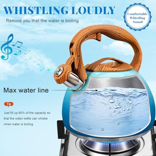 GGC Whistling Tea Kettle for Stove Top, 3.2QT/3L Stainless Steel Tea Kettle - Image 3