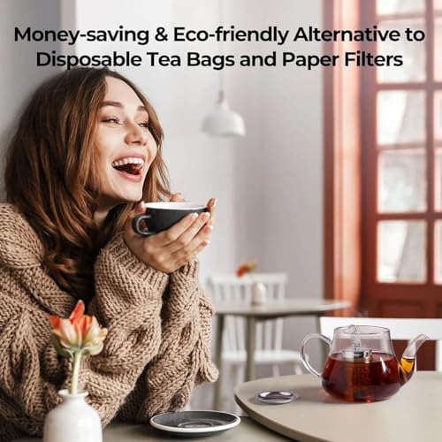 3PCS Tea Strainers for Loose Tea,Loose leaf tea infuser,Extra Fine Mesh Tea Infuser, 304 Stainless Steel & Updated Slim Threaded Lid, Loose Leaf Tea Steeper - Image 3