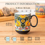 Henten Home Ceamic Coffee Mug Set of 6, 14 oz Latte Cup with Handle - Image 2