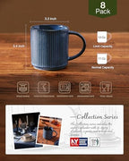 famiware Coffee Mug Set of 8, Star 12 oz Ceramic Mugs Cups Set with Handle - Image 3