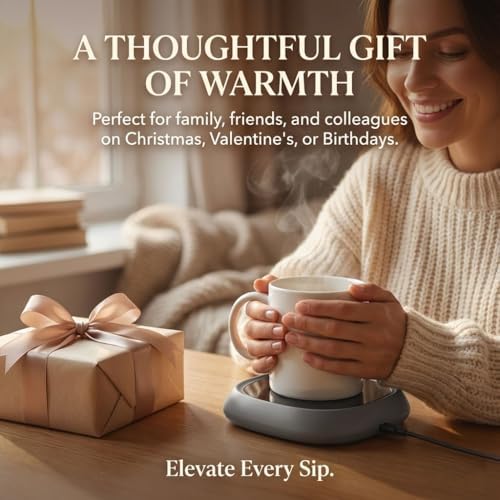 Coffee Mug Warmer for Desk & Travel - Portable Electric Cup Heater with 3 Temp Settings - Smart Beverage Warmer Coaster for Office, Home, and Outdoor Camping,Grey - Image 6