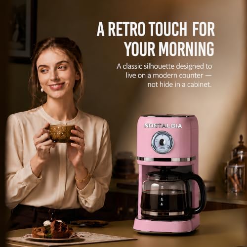 Nostalgia Classic Retro 10 Cup Coffee Maker, Pink - Image 6