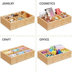 mDesign Bamboo Tea & Food Storage Organizer Container Box - Wooden Holder Case for Tea Bags, Coffee, Snacks, Sugar, Sweeteners, and Small Packets - Echo Collection - 2 Pack - Natural Wood - Image 4