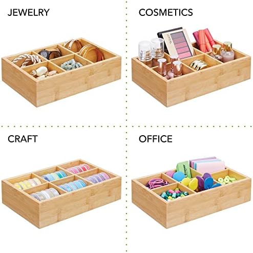 mDesign Bamboo Tea & Food Storage Organizer Container Box - Wooden Holder Case for Tea Bags, Coffee, Snacks, Sugar, Sweeteners, and Small Packets - Echo Collection - 2 Pack - Natural Wood - Image 4