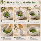 7PCS Matcha Set, Matcha Making Kit Includes Matcha Whisk and Bowl, Tea Lid, Scoop, Strainer and Match Whisk Holder, Tea Towel, Matcha Whisk Set for Matcha Lovers (Grey White) - Image 5