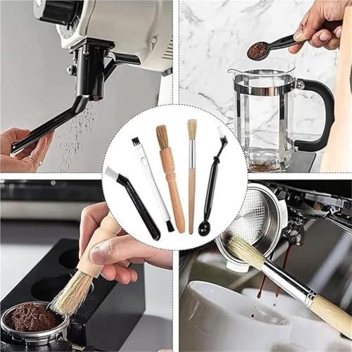 Coffee Machine Cleaning Brush Espresso Brush Kit Wooden Coffee Grinder Machine Duster Set(2set) - Image 3