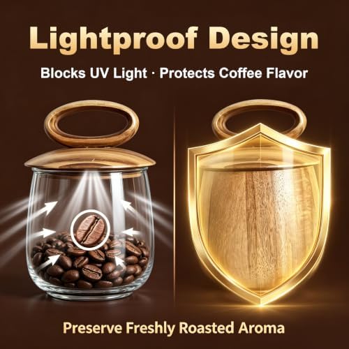 KitchNet Acacia Wood Coffee Canister with Wooden Scoop, Natural Wood Storage Container with Silicone Seal Lid, Elegant Countertop Jar for Coffee Lovers and Kitchen Decor - Image 5
