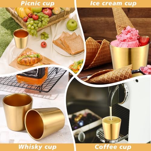 Amyhill 12 Pack Stainless Steel Cups Double Wall Insulated, Gold, 5.9 oz - Image 6