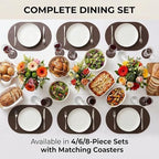 Premium Oval Faux Leather Placemat & Coaster Set with Innovative Cork-Look Printed Base，4/6/8-Piece Sets & 8 Colors，Non-Slip Dining Table Mats for Kitchen Dining - Image 7