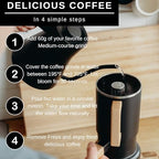 HASTINGS 40 Oz Pour Over Coffee Maker Set with Double Layer Reusable Stainless Steel Filter 8-Cup and Wood Handle - Dual Wall Heat Resistant Drip Coffee Brewer, Pour Over Coffee Dripper Carafe, Black - Image 5