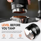 IKAPE 51MM Coffee Tamper Set Black 6 IN 1, Espresso Tool Kit for Making Perfect Shots – Tamper, Distributor, Funnel, Mat, Screen, and Towel - Image 4