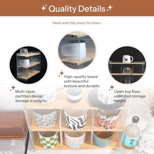 Coffee Mug Holder Wooden Cup Station Organizer 3-Tier Cup Holder for Coffee Bar Mug Display Rack for Countertop Mug Holder Shelf for Home Kitchen Pine Wood - Image 6