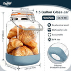 1.5 Gallon Large Glass Jar with Airtight Hinged Lid, Square, 192 Oz - Image 2