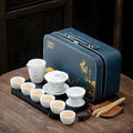 ICHAG 14-Piece Chinese Gongfu Tea Set, Yangzhi Jade Porcelain Gaiwan Tea Set with Anti-Mold Resin Tray & Color-Changing Tea Pet, Portable Travel Kit for Home, Office, Camping, Gift for Tea Lovers by ICHAG