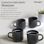 SANGO Anderson Black Coffee Mugs Set of 4, 16.5 oz Stoneware Coffee Mug Set, Big Ceramic Tea Cup with Matte Glaze for Cappuccino, Latte, Large Coffee Cups with Handle, Microwave & Dishwasher Safe - Image 6