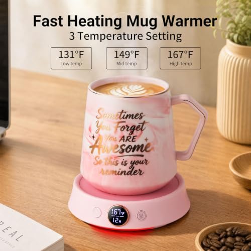 Coffee Mug Warmer & Mug Set, Electric Cup Warmer for Desk, 12H Timer - Image 4