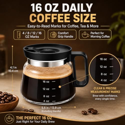 2PCS Mini Coffee Pot Mug,16 Oz Glass Travel Cup Maker Looks like Pot with Spill Proof Lid, Funny Novelty Small Unique Shaped Cool Clear Home Office Gifts for Hot Teas, No Ceramic - Image 5