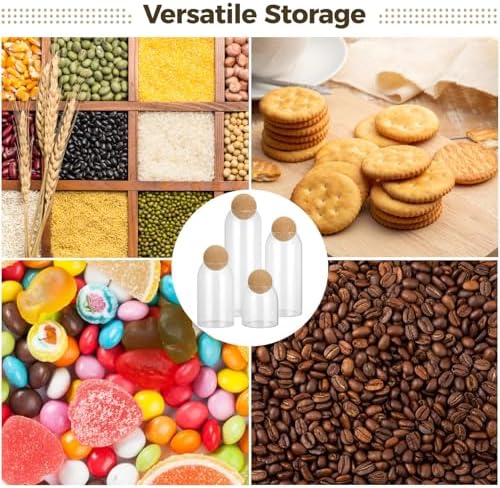 4 Pcs Storage Glass Jars, Spherical Cork Lid Airtight Canisters, Glass Food Storage Containers for Coffee Beans, Candies, Tea, Kitchen Counter Jars, 17 oz, 27 oz, 40 oz, 51 oz - Image 4