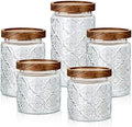 Gerrii 5 Pcs Glass Jar with Wood Lid Food Storage,Clear,Begonia Round by Gerrii