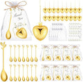 50 Sets Bridal Shower Tea Party Favor for Guests Leaf Tea Spoon Heart Tea Infuser for Loose Leaf Tea Steeper with Thank You Card Organza Bags for Wedding Decoration Gift Souvenirs (50, Gold) by wxfdac