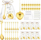 50 Sets Bridal Shower Tea Party Favor for Guests Leaf Tea Spoon Heart Tea Infuser for Loose Leaf Tea Steeper with Thank You Card Organza Bags for Wedding Decoration Gift Souvenirs (50, Gold) by wxfdac