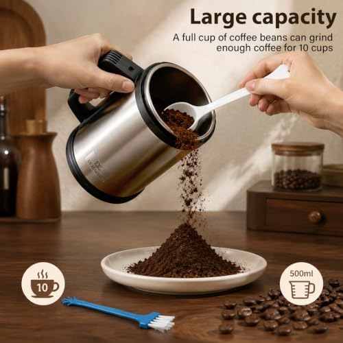 Electric Coffee Grinder, Durable Stainless-Steel Spice Grinder - Image 4