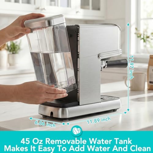Electactic Espresso Machine 20 Bar, Stainless Steel Espresso Maker with Aluminum Steam Milk Frother, Compact Coffee Machine with 45oz Removable Water Tank, for Cappuccino,Latte&Cold Brew Home&Office - Image 5