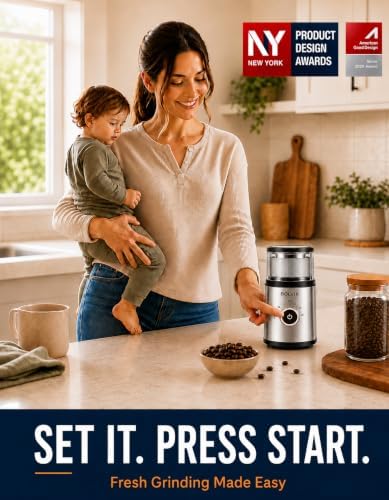 Electric Coffee Bean Grinder Spices Herbs, Timed Grind Control Rotary Knob - Image 3