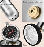 Steam Milk Frother Machine, Outdoor Steam Boiling Water Frothing Machine, 300 Ml Stainless Steel Kettle with 3-Hole Nozzle and Air Pressure Gauge, Adjustable Angle, Silver - Image 4