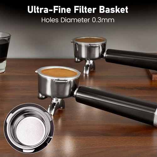58MM Portafilter Double Spouts 3 Ears, 316 Stainless Steel Espresso Portafilter with 0.38MM Ultra-Fine Filter Blocks Grounds, Coffee Portafilter with Ergonomic Handle Fits Palm,Fits CASABREWS,Breville - Image 7