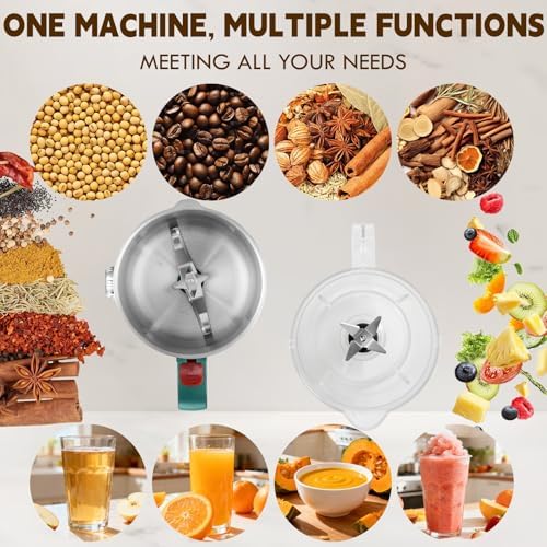 Mixer Grinder For Kitchen - Dry Grinding Cup For Grinding Spices, Nuts, Grains, And Coffee. Comes With A 750ml Fruit Juicer Cup. (Green+cup) - Image 4