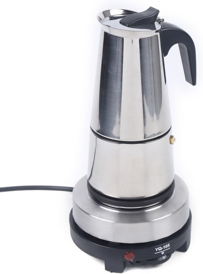 Stovetop Espresso Coffee Maker 6 Cups 300ml Italian Coffee Maker Stainless Steel Moka Coffee Pot 7.68 * 4.92 * 3.74inch with Electric Stove - Image 3