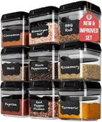 Shazo 9PC (0.5L | 17oz) Airtight Pantry Storage Containers with 9 Spoons by Shazo