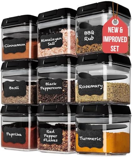 Shazo 9PC (0.5L | 17oz) Airtight Pantry Storage Containers with 9 Spoons by Shazo