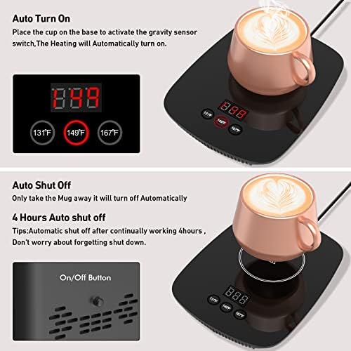 Mug Warmer,Coffee Warmer for Desk,Electric Cup Warmer with Three Temperature Settings,Coffee hot Plate for Cocoa Tea Milk with Auto Shut Off After 4H Feature (Wood Color/Without Mug) 2PCS - Image 2
