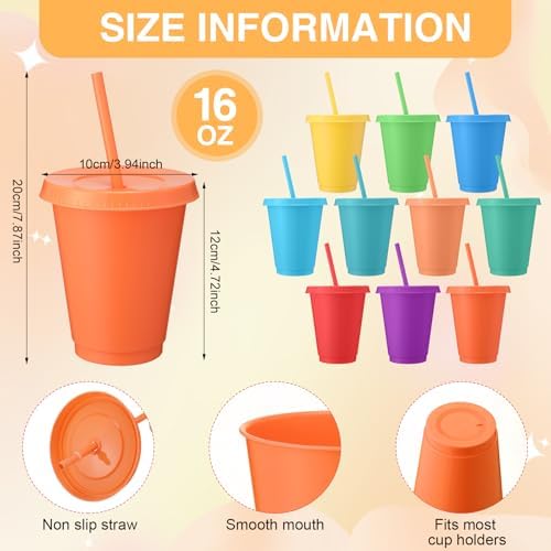 Sieral 30 Packs Reusable Plastic Cups with Lids Straws,Classic Colors - Image 3