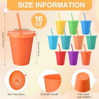 Sieral 30 Packs Reusable Plastic Cups with Lids Straws,Classic Colors - Image 3