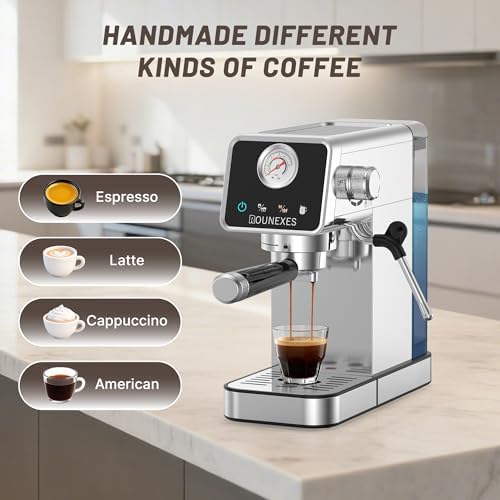 20 Bar Espresso Machine with Milk Frother, Semi-Automatic Espresso Machine with Pressure Gauge & Touchscreen, Compact Stainless Steel Espresso Maker for Home & Office, 51mm Portafilter, Silver - Image 3