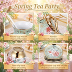 Zhehao 20 Pcs Porcelain Tea Set for Adult, with Metal Holder, Fresh - Image 6