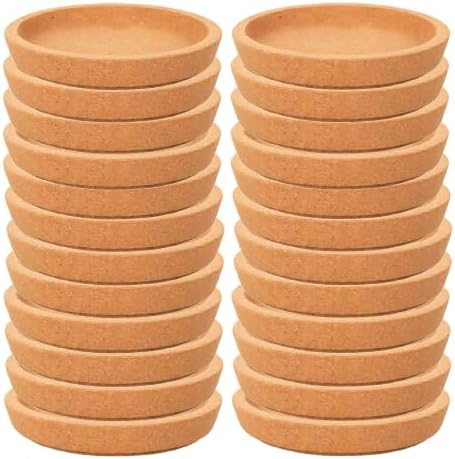 24pcs Round Cork Coaster Absorbent & Heat Insulation (Light Brown) by Unknown