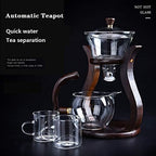 RORA Lazy Kungfu Glass Tea Set Semi Automatic Drip Rotating with Infuser Glass Teapot Set (6 cups) - Image 2