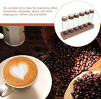 Beaupretty Glass Coffee Bean Storage Rack with Wooden Base, 6 Vials - Image 6