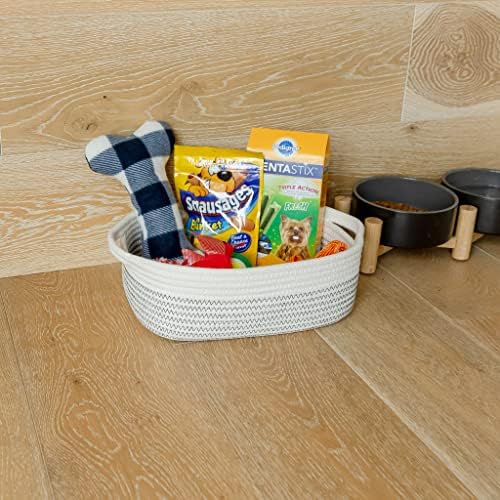 NaturalCozy 5-Piece Rectangle Storage Basket Set- Natural Cotton Rope Woven Baskets for Organizing! Small Basket for Montessori, Baby Nursery, Dog Toy Baskets, Cat Toy Box, Bathroom Organization Bin - Image 6