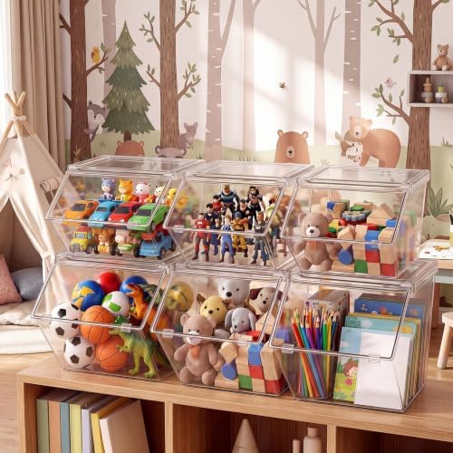 Yerliker 6 Pcs Clear Stackable Storage Bins with Lids, Large+extra Large - Image 7